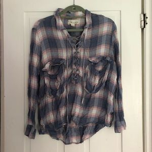 Slouchy Lace-Up Flannel